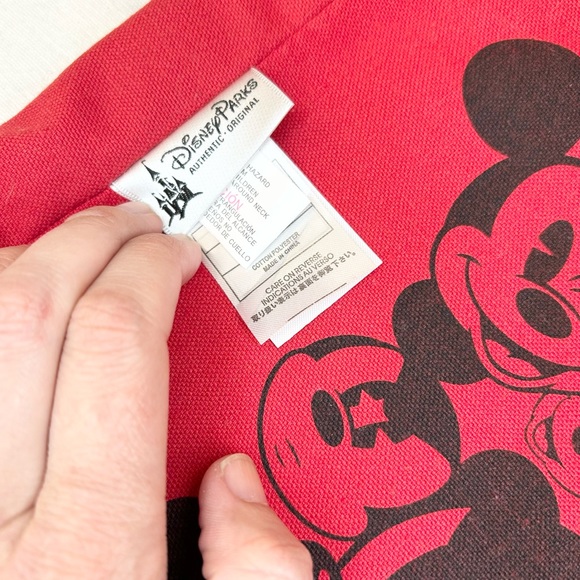 Disney Land  Reversible Canvas Tote Bag Mickey Mouse 1955 Red Mickey Print - Picture 9 of 13